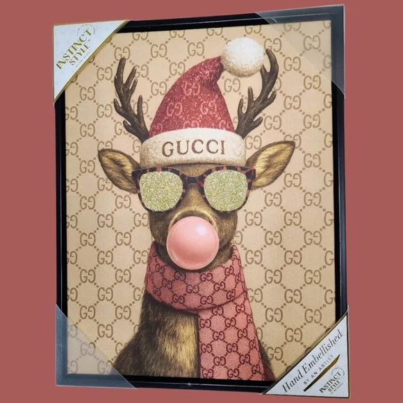 GUCCI REINDEER BY ART REMEDY Framed CANVAS Picture 11X14 - Picture 2 of 3